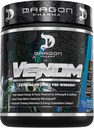 DRAGON PHARMA Venom Extreme Potency Pre-Workout, Laser Sharp Focus + Energy, Intense Performance, Osvedčené zložky pre vylepšenú vazodilatáciu a vytrvalosť (40 Servings, Blue Raspberry)