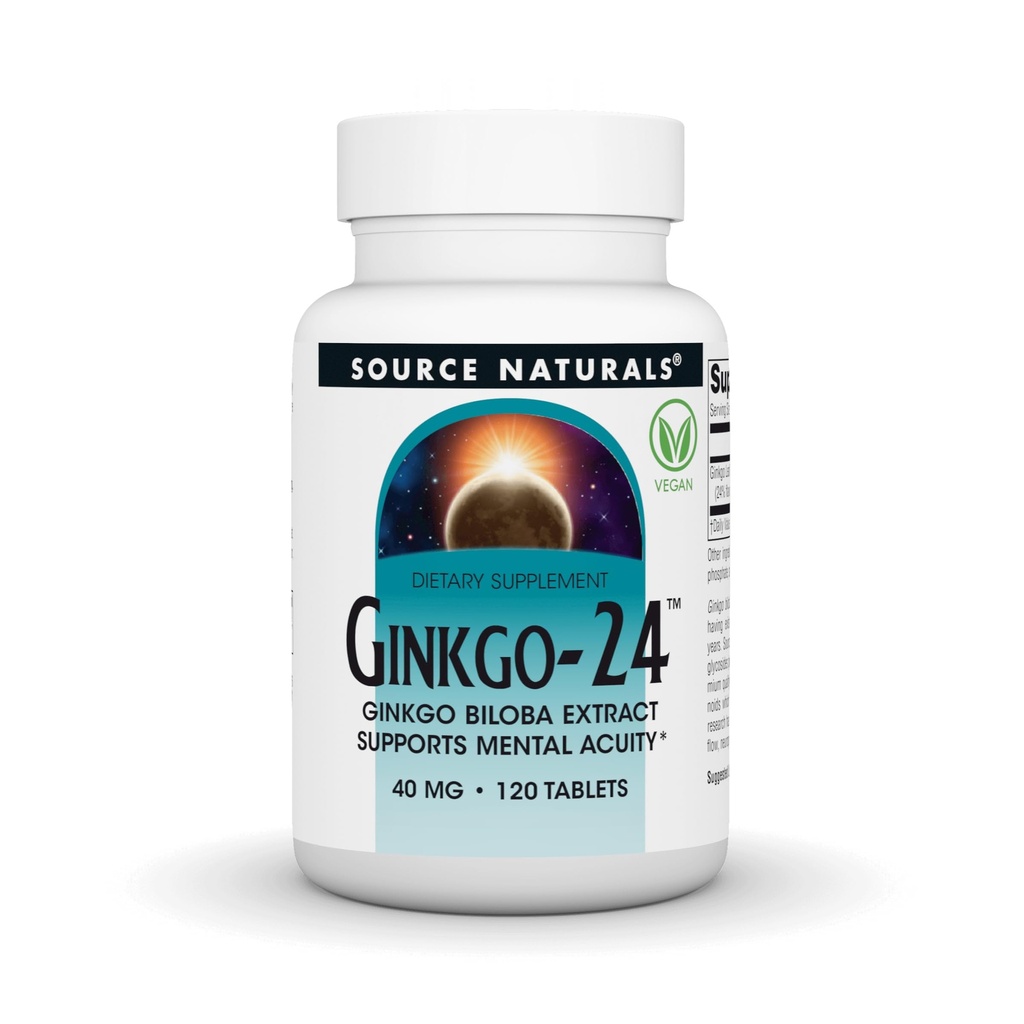 Zdroj Naturals Ginkgo-24 - Ginkgo Biloba Extract podporuje duševné akuity* - 40 mg, 120 tabliet