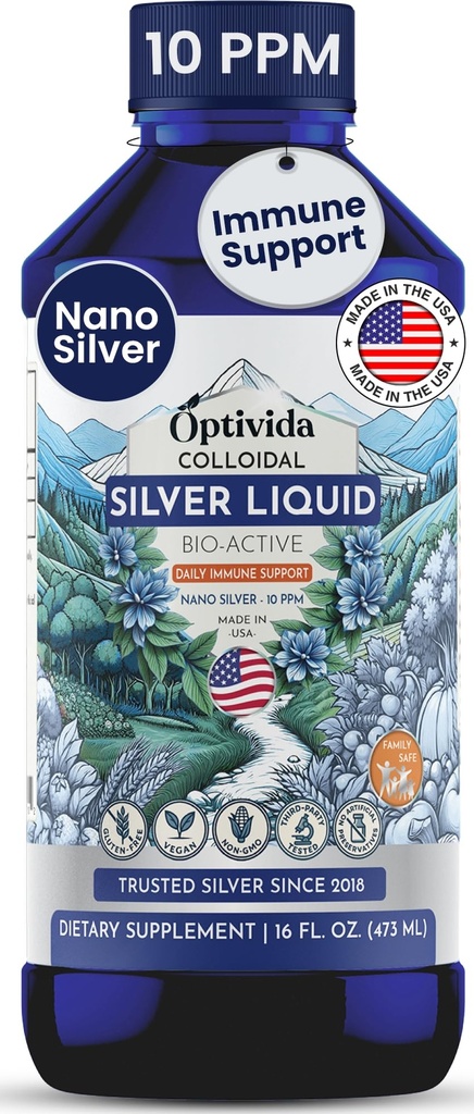Optivida Health Nano Koloidné striebro Tekutina (1 LB) 