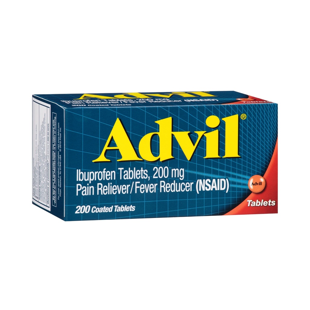 Advil Bolesť Reliever a horúčka Redukcia, úľava od bolesti Medicína s Ibuprofenom 200 mg pre bolesti hlavy, bolesti chrbta, menštruačné bolesti a úľava od bolesti kĺbov - 200 obalených tabliet