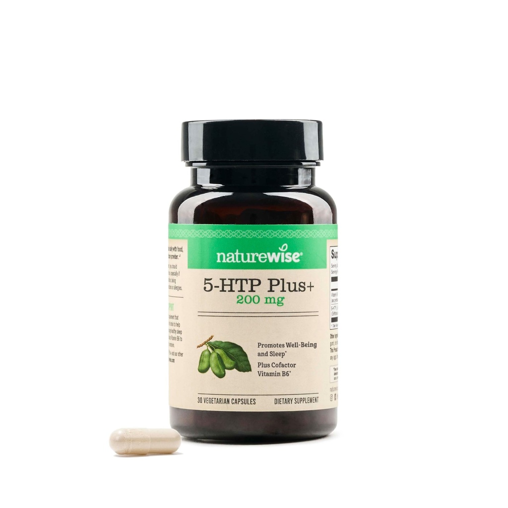 NatureWise 5-HTP 200mg Supplement from Griffonia Seeds with Cofactor Vitamín B6 - Mood Support and Natural Sleep Aid for Adults - Meadyed-Release, Vegan - 30 Count[1-Month Supply]