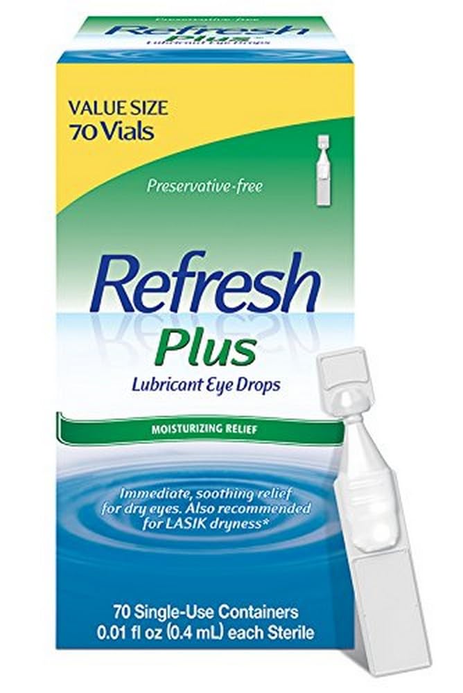 Obnoviť Plus Lubricant očné kvapky pre suché oči, bez konzervačných látok, veľkosť hodnoty, 0,01 Fl Oz jedno použitie, 70 Počet