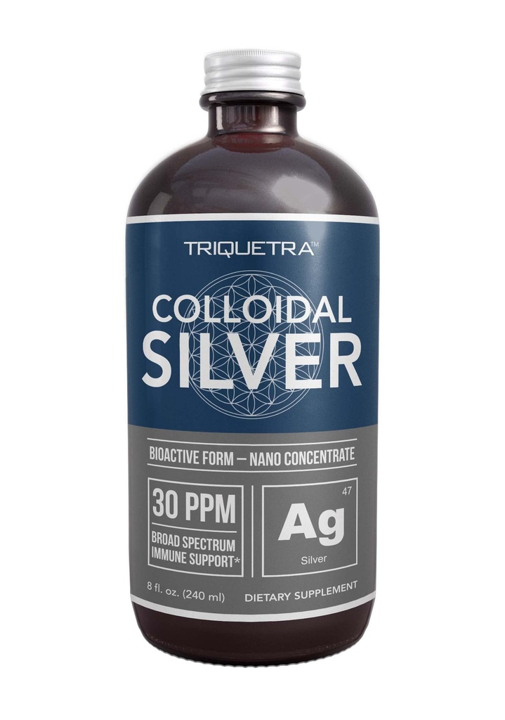Bioaktívne koloidné striebro - 8 oz, Sklenená fľaša, Vegan, bezpečné dávky s najvyššou účinnosťou - Nano ióny, 30 PPM - Imunitná podpora (48 služieb)