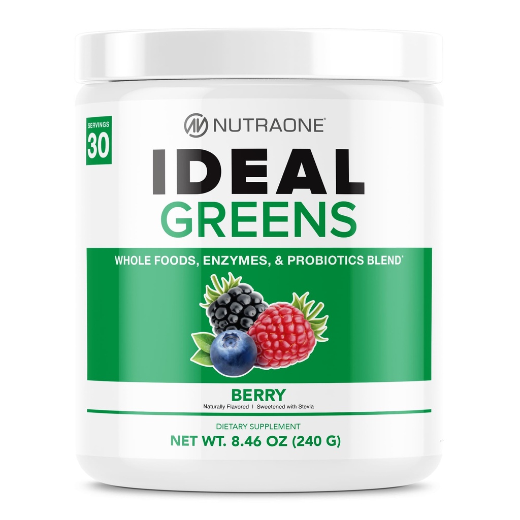 NutraOne Ideálne Greens Antioxidant a živina-Rich Superfood Greens prášok doplnok Berry- 30 porcie