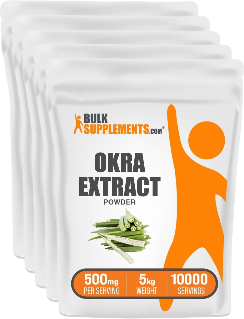 BulkSupplementments.com Okrový extrakt prášok - Okrové doplnky, Okrový prášok, Bylinný extrakt doplnok - Vegan a bezlepok, 500mg na porciu, 5kg (11 libier) (Stock of 5)