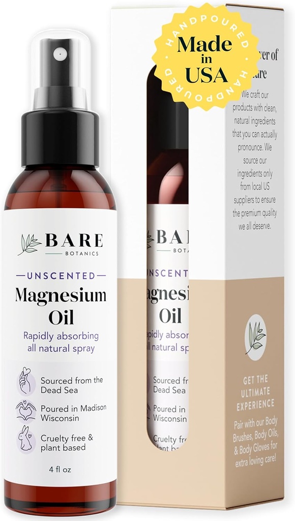 Bare Botanics unscented 4oz čistý horčíkový olej sprej z Mŕtveho mora 