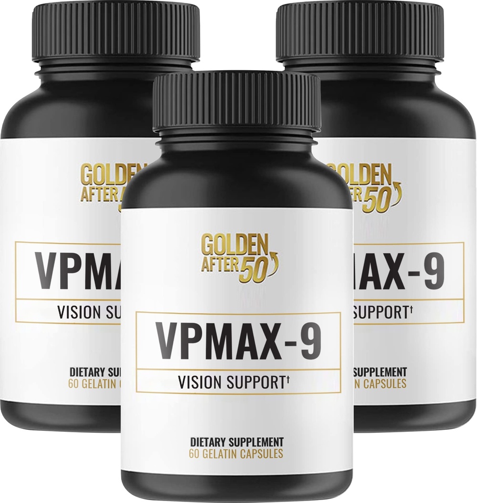 Golden After 50 VpMax-9 - Starostlivosť o zrak a antioxidant doplnok s očné vitamíny, luteín, lykopén a čučoriedky extrakt - 3 fľaše