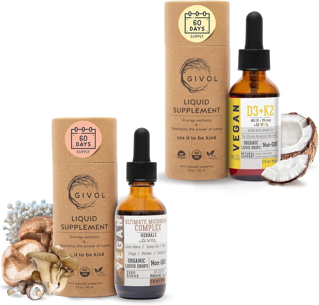 Ultimate Hubový komplex Tekuté kvapky s vitamínom D3 + K2 (MK4 & MK7) pre prírodné wellness: Rastlinný, Veganská formula s frakcionovaným kokosovým olejom - Podpora a každodenná vitalita