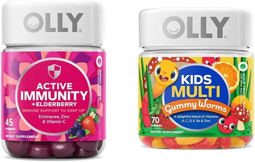 OLLY Gummy Active Imunity+Elderberry 45 Gummy a deti Multivitamín Gummy Worms 70 Počet