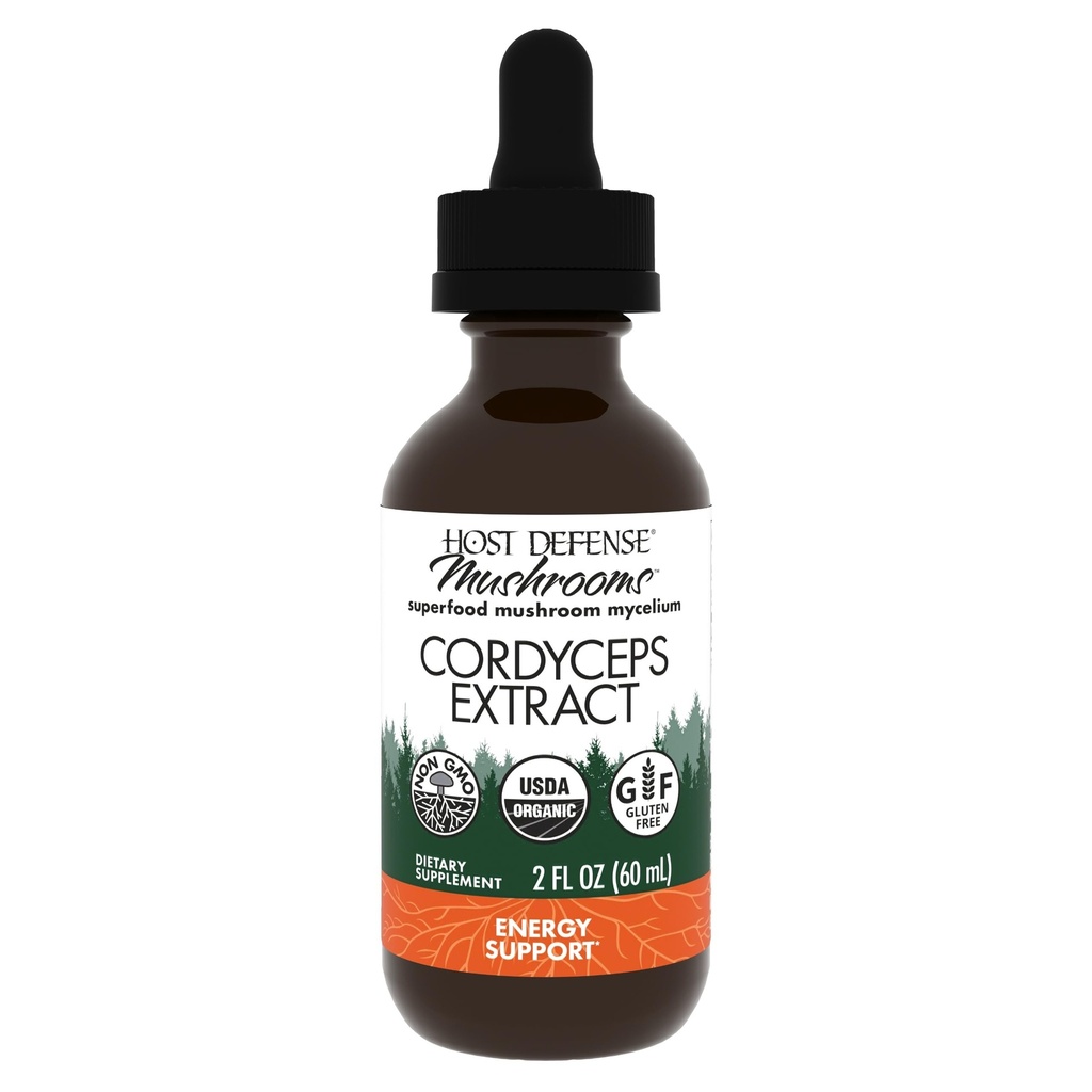 Host Defense Cordyceps Extract - Immune & Energy Suplement - Obličky Zdravie Doplnok s Cordyceps - Fitness podpora na pomoc Kyslík Uptake - 2 fl oz (60 Servings)