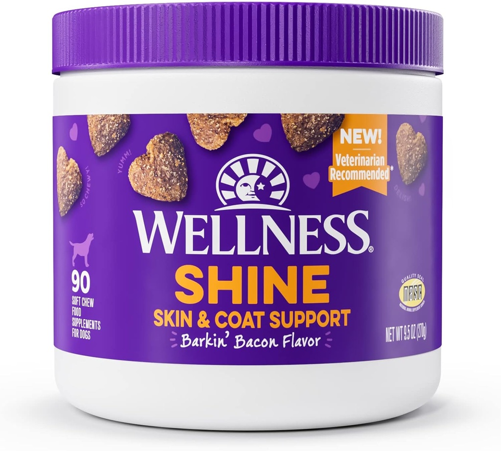 Wellness Barkin' Slanina Ochutené mäkké Chew Skin & Coat Doplnky pre psy, 90 Počet