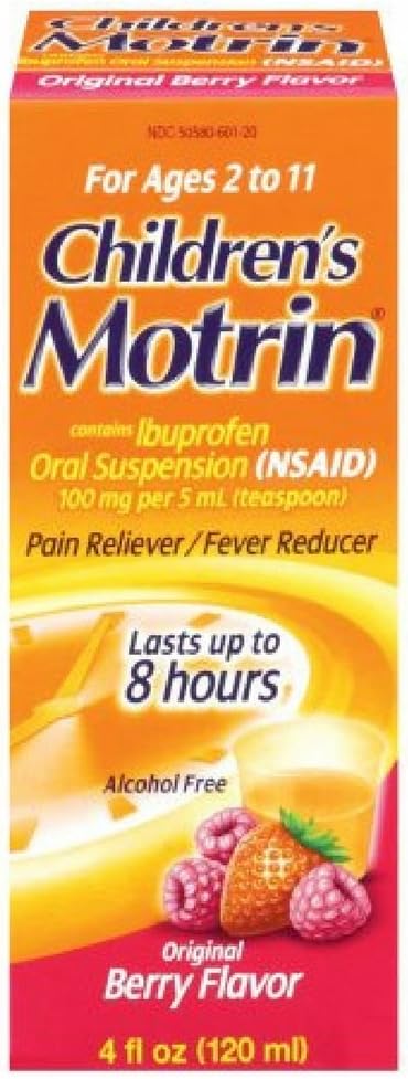 Motrin Children's Ibuprofen perorálna suspenzia Originálny Berry Flavor, 100 mg, Originálny Berry Flavor 4 oz (Pack of 4)