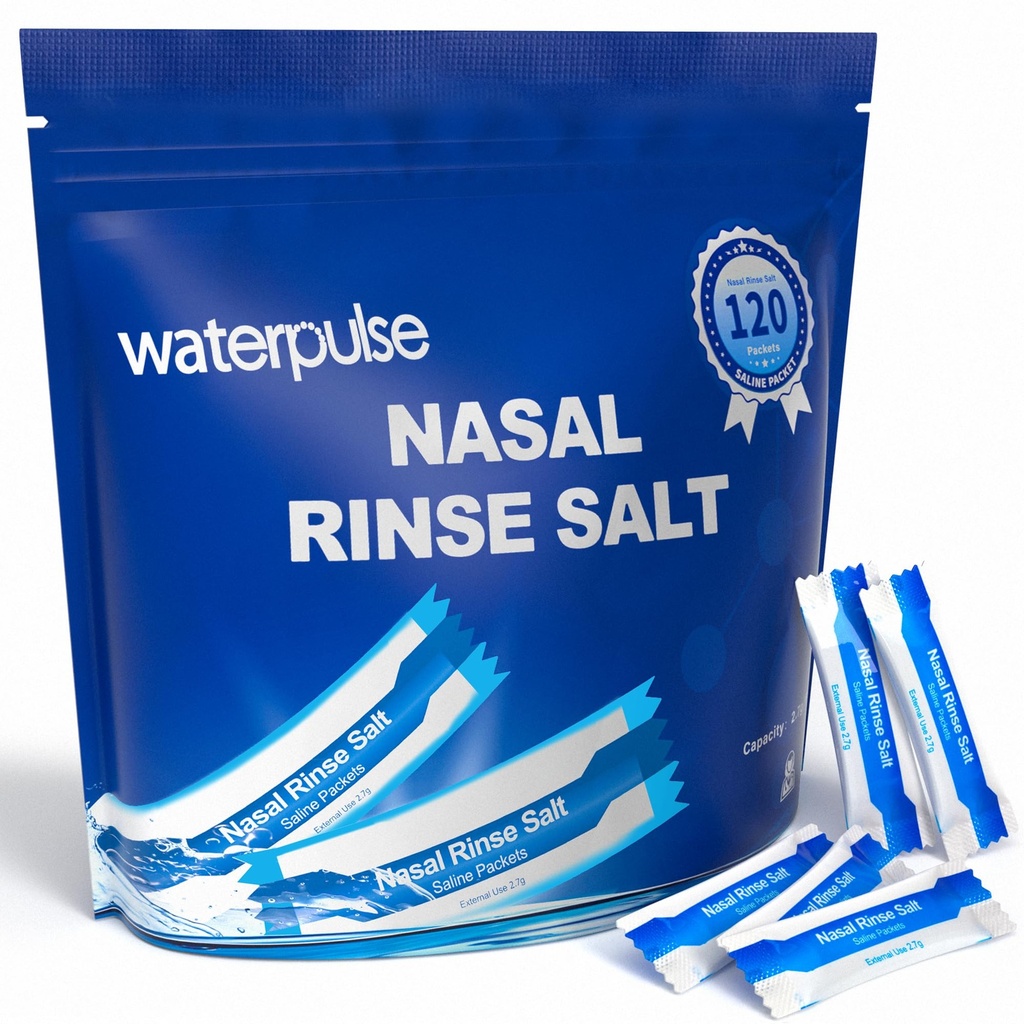 120 salinových paketov, Sinus Rinsing Pakets pre Neti Pots, Neti Pot Salt Pakets Individuálne zabalené, Nasal Rinse Pakets Neti Pot Salt pre systém zavlažovania nosa, Nasal Wash Squeeze Bottle & Sinus Relief