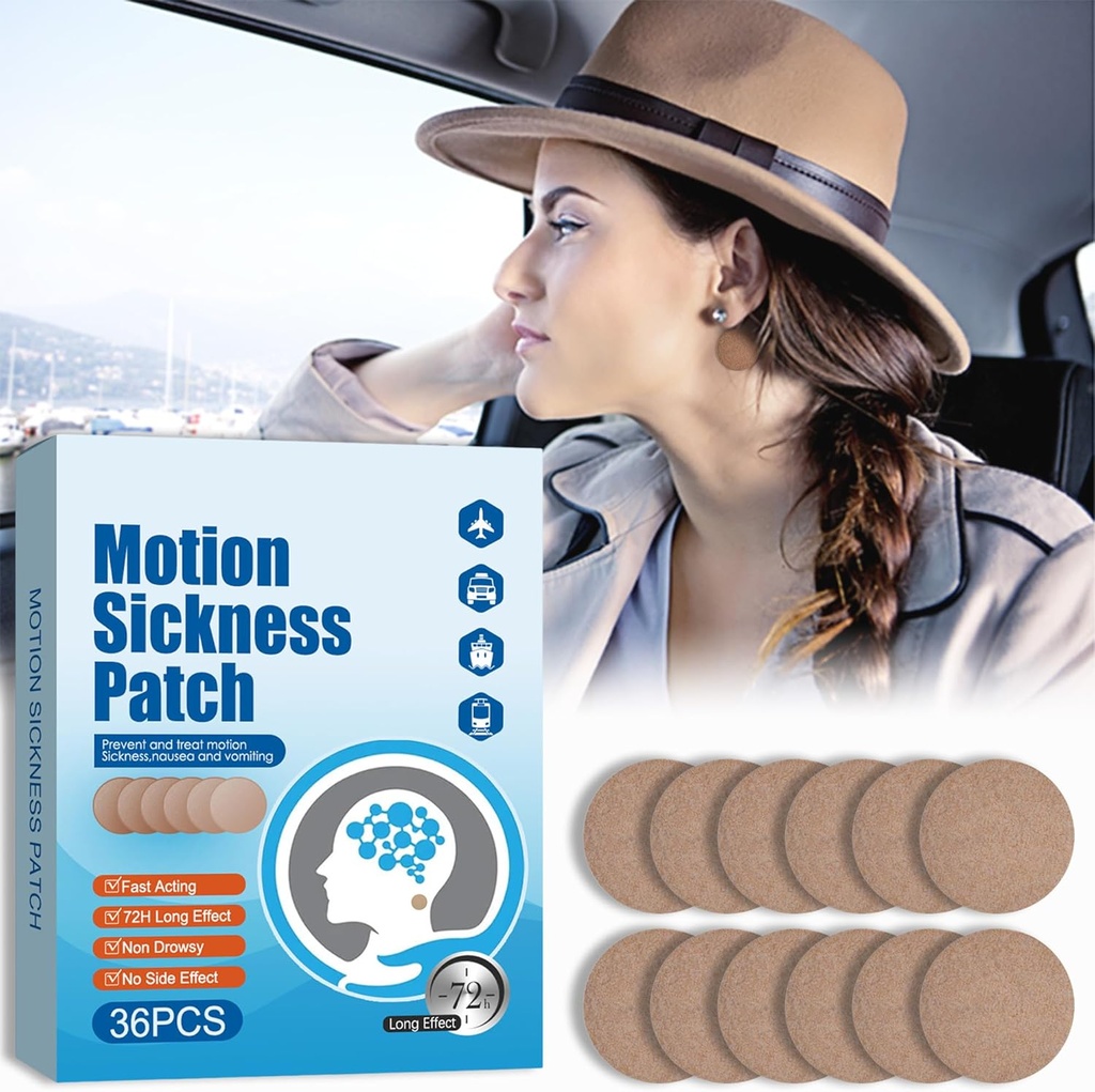 Choroba pohybu Patches - Závrat Vertigo & Nauzea Relief - Choroba pohybu Patches pre Cruise Car And Boat Rides and Airplane Trips, Behind Ear Patches Motion Choroba pre dospelých a deti, 36 Počet