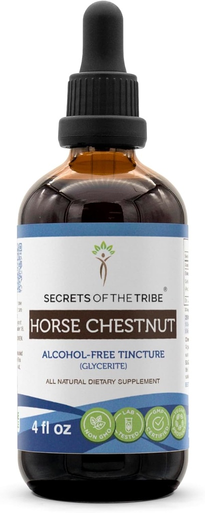 Tajomstvá ryžovníka trblietavého (Chostnut Tincture) tekutého extraktu bez obsahu alkoholu, konského orecha (Aesculus hippocastanum) Sušeného trusu (4 FL OZ)