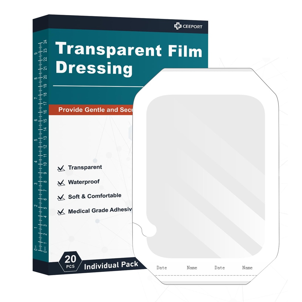Transparentný film obliekanie 6' x 8', 20 Balíčky vodeodolné rany pás lepidlá, obrúsok na rany Patches pre príspevok chirurgická sprcha, IV Shield, tetovanie po starostlivosti Bandage