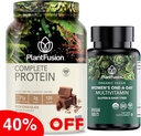 PlantFusion Protein Powder & Organic Ženy Multivitamín Bundle 21g Plant-Based Protein with BCAAs, Clean Ingredients, & Delicious Flavor Plus 19 Essential Vitamines for Energy, Immuntion & Heart Hea