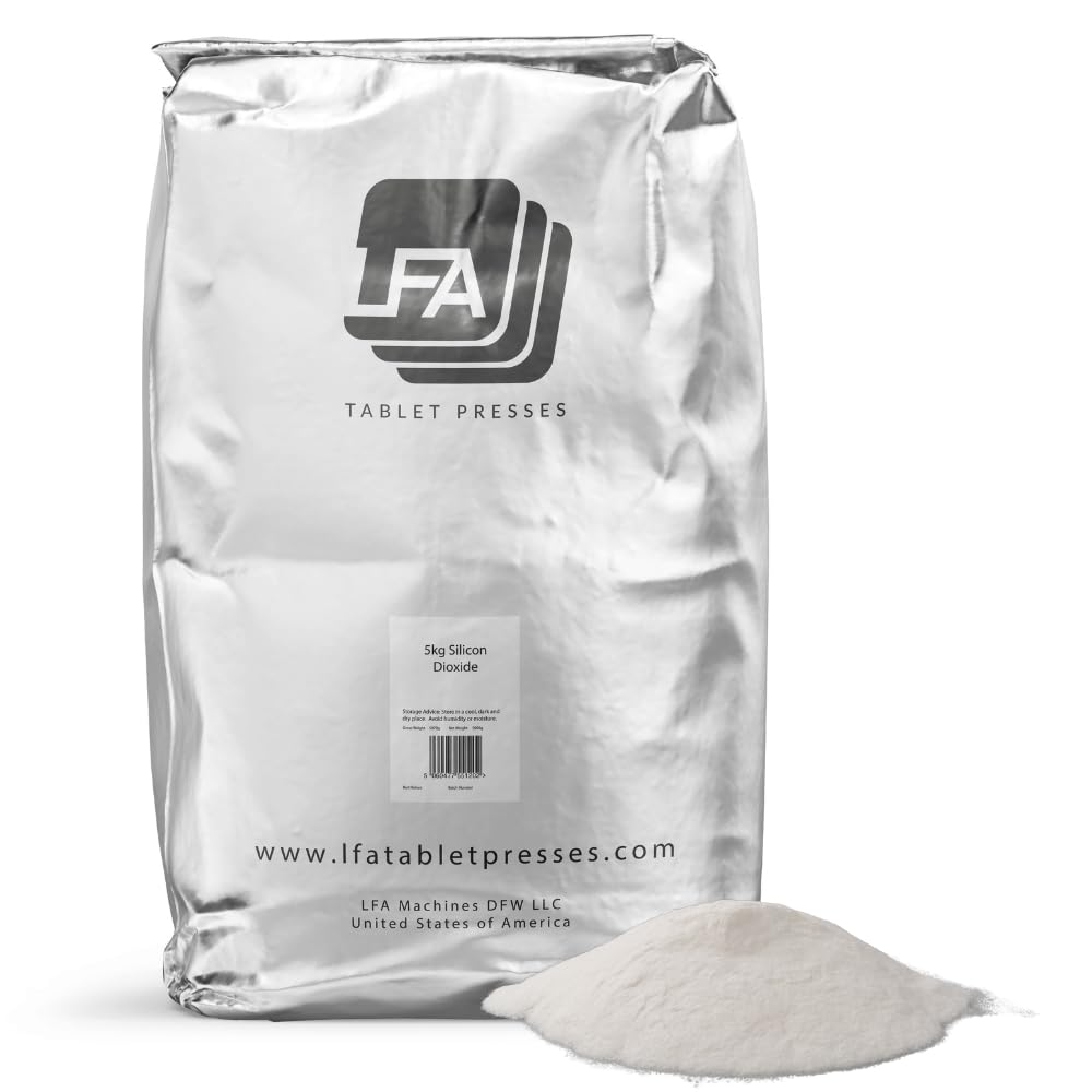 Oxid kremičitý - Protihrudkujúca látka - 5 kg (11 lb) - Powder Silicam Powder - Vlhkosť-Absorbing Glidant pre Tablet Press & Capsule Filler Mix