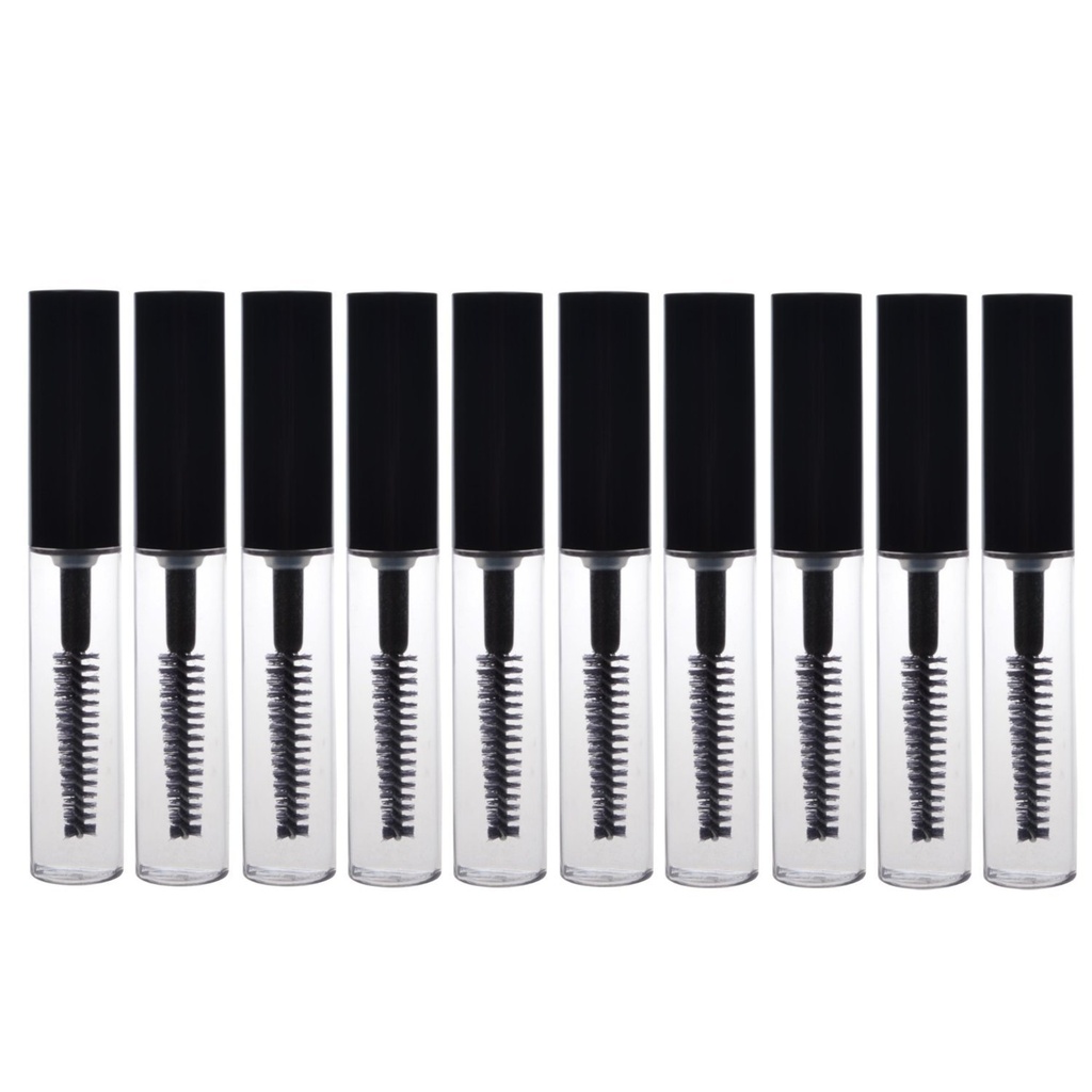 Akoak 10 balenia 4ml Priehľadný opakovane použiteľný prázdny fľašu Tube Kontajnerová make-up liekovky Kozmetický nástroj pre rast rias olej/Mascara s kefkou na domov a cestovanie