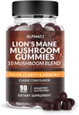 Huby Gummy - 10x Huby doplnok s Ashwagandha a Lev Mane - Nootropic Brain Supplement, Immune Support & Stres Relief (90 CT) Classic Coke