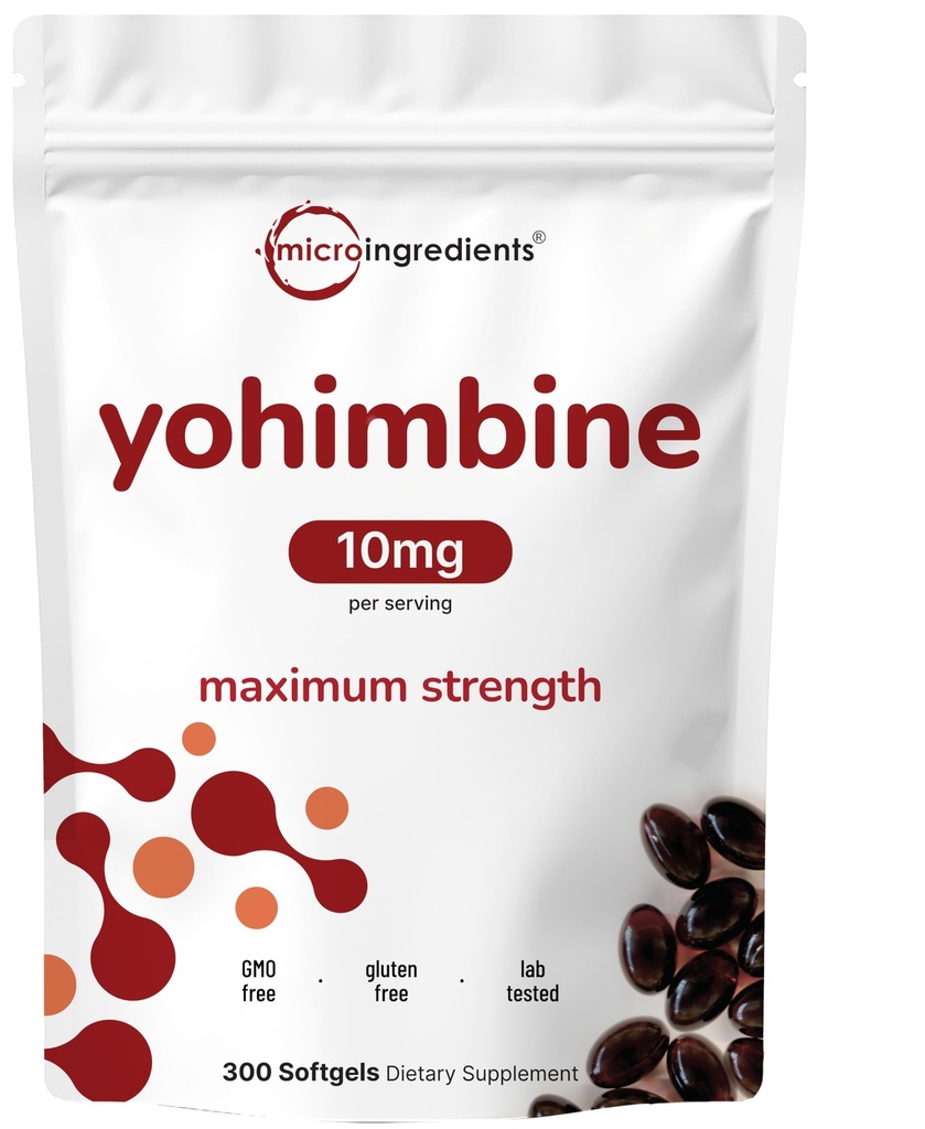 Dvojitá sila Yohimbine doplnky pre mužov a ženy, 10mg per serving, 300 Softgels, Yohimbine HCL s panenský slnečnicový olej pre lepšiu absorpciu, podporuje výrobu energie, African Raw