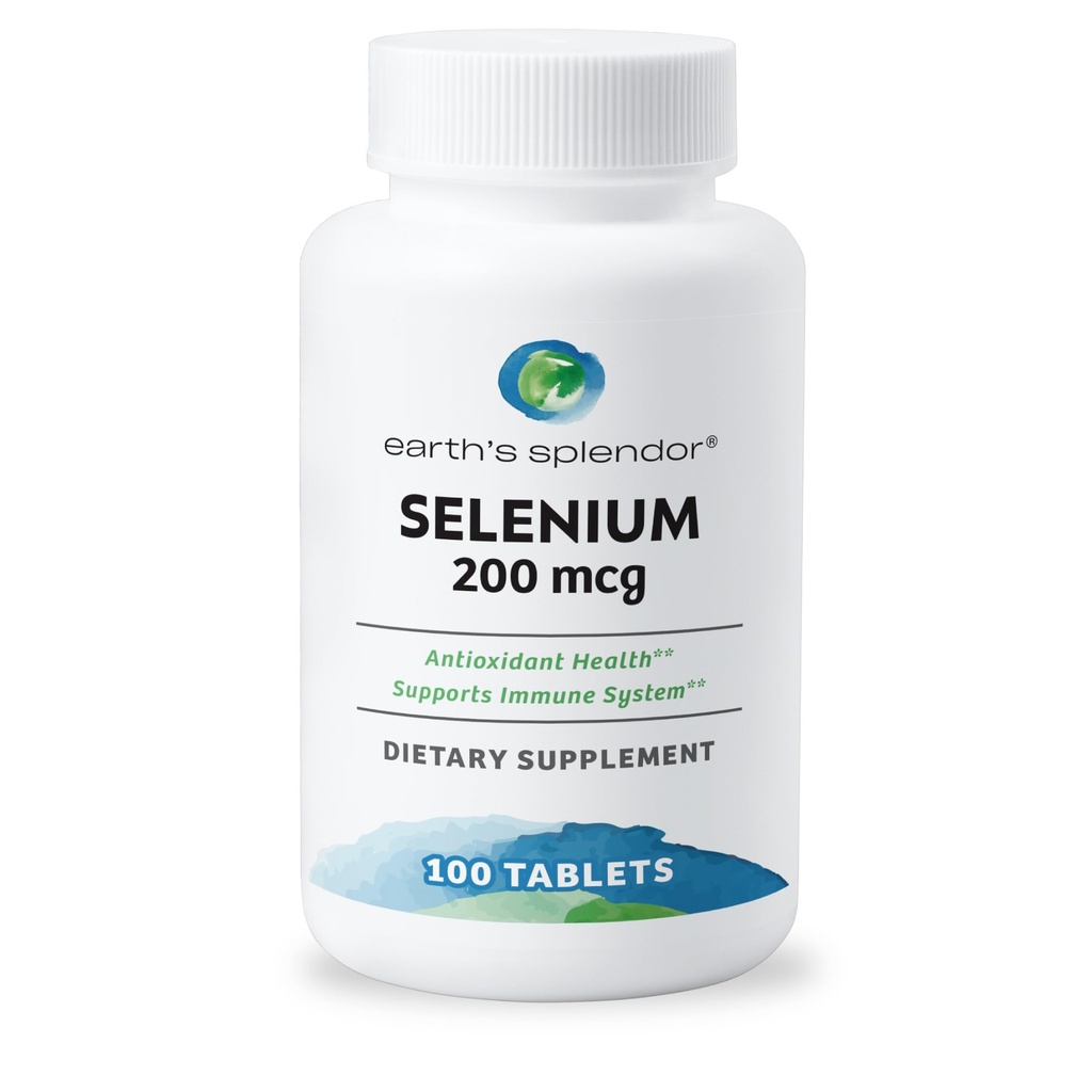 Zemský slendor Sellenium 200 mcg Supplement for Men & Women, Support Antioxidant Health and Immune System (100 tabliet, 3+ Mesačná ponuka)
