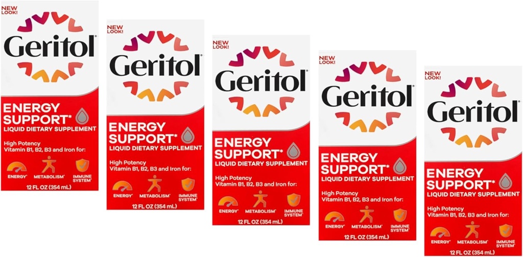 Geritol Liquid Supplement, B-vitamíny a železo 12 Fluid Ounce (Pack of 5)
