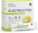 Dr. Mercola Pure Power Electrolytes - podporuje hydratáciu a funkciu svalov - horčík a draslík zmes - 0 g cukru na porciu - citrónová vápno - 30 paketov