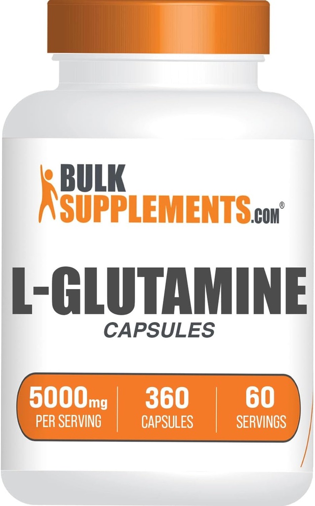 BulkSupplements.com L-Glutamine Kapsule - Glutamine Supplement, Amino Acid Supplement - Gluten Free, 6 Kapsule per Serving (5000mg), 360 Počet (Pack of 1)
