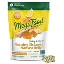MegaFood Baby & Me Prenatal Morning Disease Relief, Ginger Chews, s vitamínom B6, vyrobené bez 9 Potravinové alergie, med citrónová zázvorová chuť, 30 Žuvačky