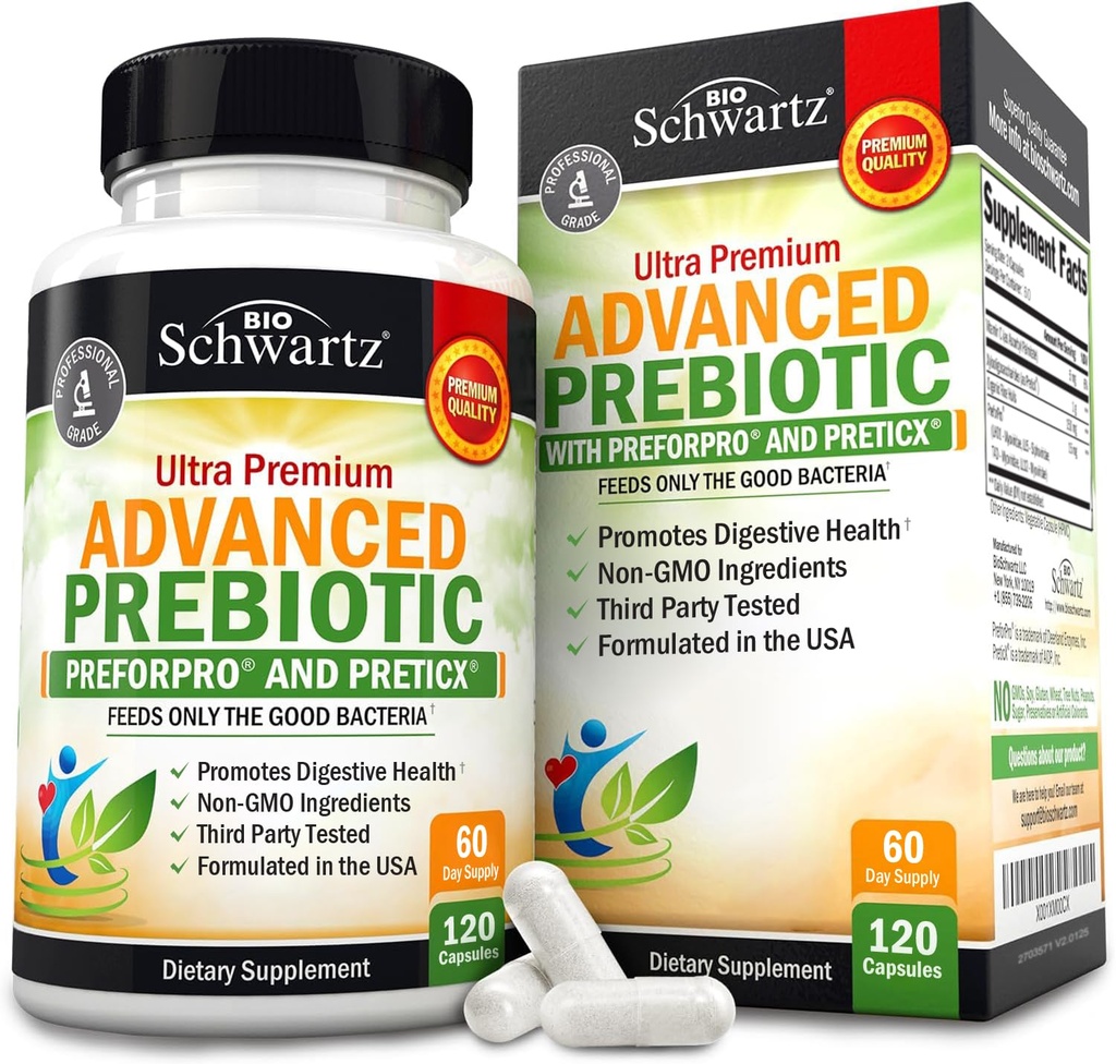 Advanced Prebiotiká pre trávenie zdravie - Rýchle Acting Gut zdravotné doplnky s klinicky validované Prebiotiká pre ženy a mužov pre zdravé Gut Flora Bloating & Immune Support - 2 mesiace dodávky