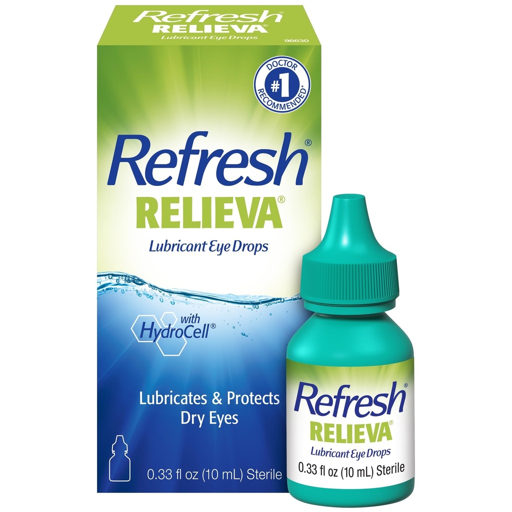 Refresh Relieva Lubricant Eye Drops, 0.33 Fl Oz Sterilný, Balenie môže Vary