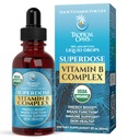 Superdávkové organické vitamín B komplex Tekuté kvapky 125,000% DV vitamín B12, B6, Biotin, Niacin, Folate 