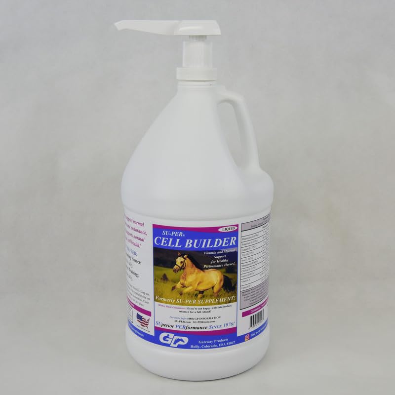 SU-PER Cell Builder Horse Supplement - High Iron Vitamín Minerálne Equine Blood Builder Tekutina pre výkon koní - 1 Gallon + čerpadlo
