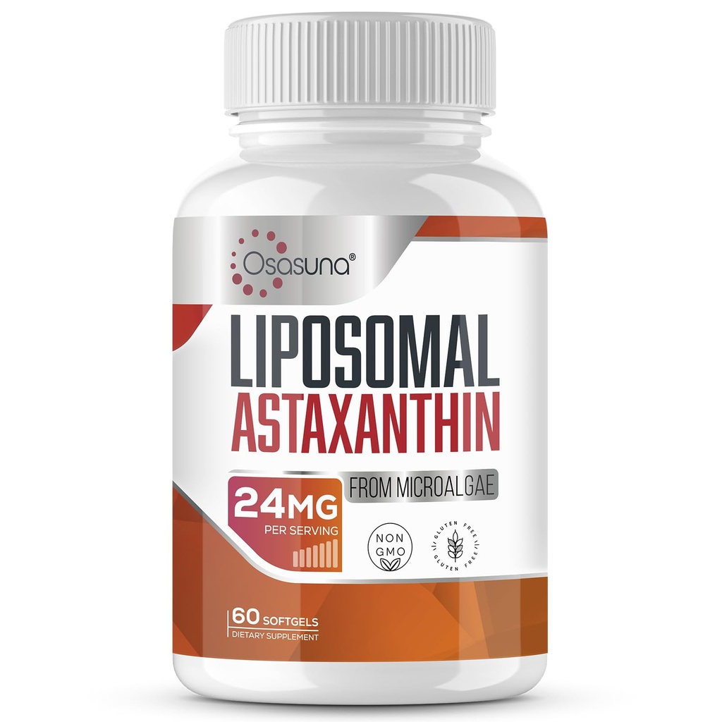Lipozomálne Astaxantín Supplement 24 MG, Maximálna absorpcia, Antioxidant Silnejší ako VIT C, Non-GMO & Gluten Free - 60 Softgels(2 mesiace dodávky)