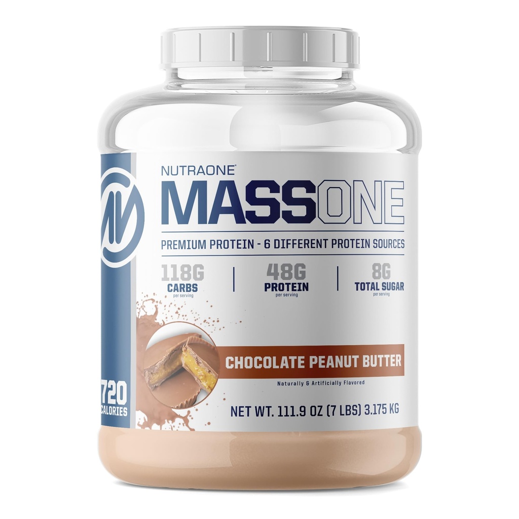 NutraOne Massone Mass Gainer Protein Powder Gain Mass Protein Nahradenie proteínovej hmoty (Chocolate Arašidové maslo - 7 libier.)