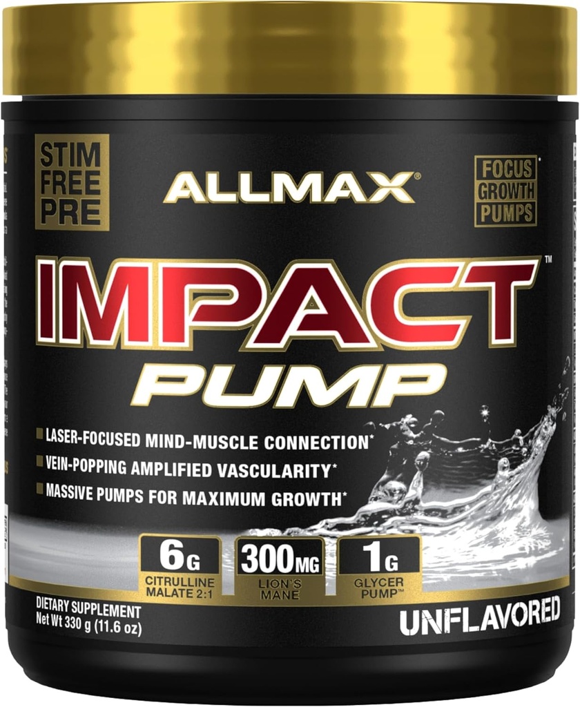AllMAX Nutrition Impact Pumpa Stim Free Pre Cvičenie, 30 Služieb (Nechutne)