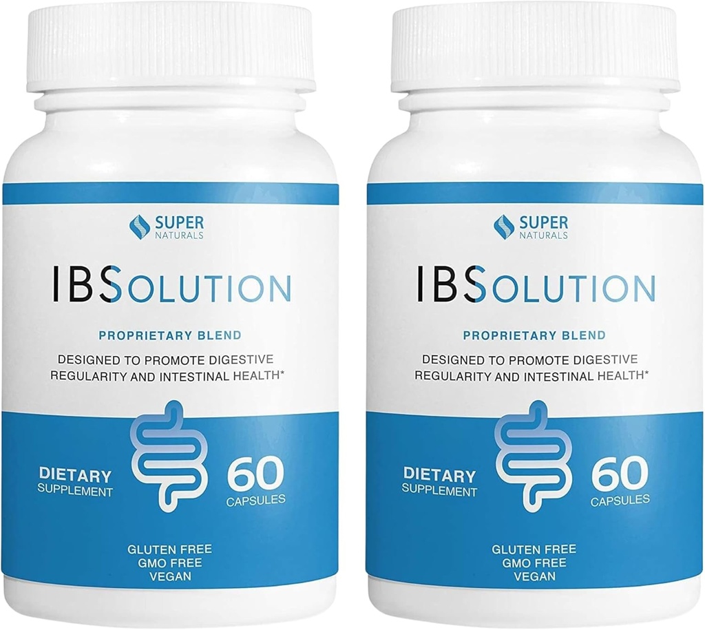 IBSolution - Digestive Health Supplement, Gas, Bloating, Diarea, Zápcha Relief, Bolesť brucha, S Psychium, Podporovať pravidelnosť, Podporuje zdravie Gut, Made in USA - 60 Vegan Kapsule, 2-Pack