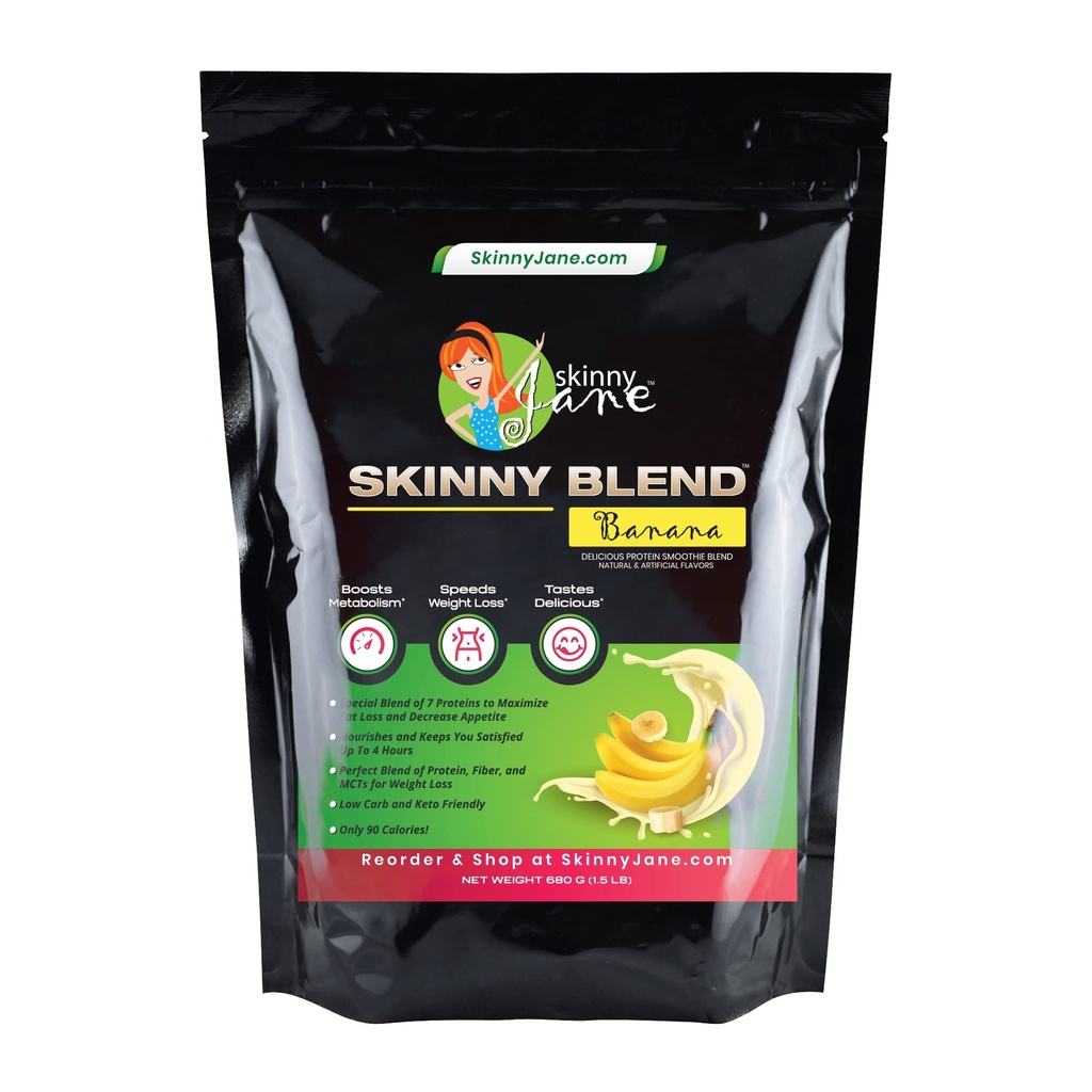 Skinny Blend- Najlepšie ochutnávka vysoký proteín Shake pre ženy - Nízke Carb & Keto priateľská náhrada jedla - Spokojný hlad a Boost energie - Delicious Smoothie chuť - 30 Shakes - Banana
