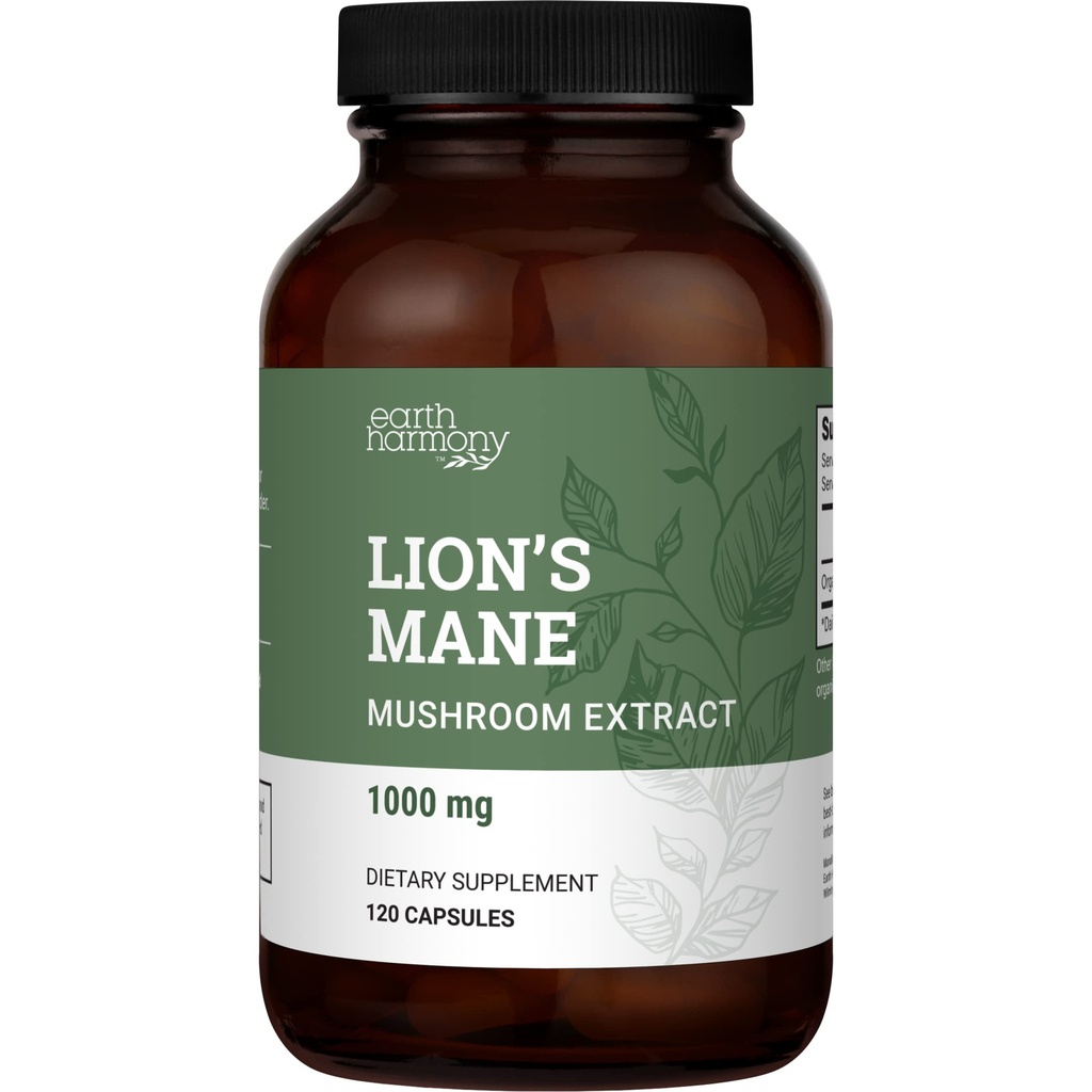 Organické Lions Mane Supplement (1000mg), 2-Month Supply Lion's Mane Mushroom Supplement Extract to Support Focus, Pamäť (120 Kapsule)