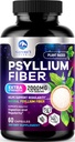 Psyllium Husk Fiber Supplement 1500mg - Vegan Prebiotic, Rozpustné Fiber pre Daily Tráviace zdravie a pravidelnosť Podpora, Prírodné Psyllium Powder Caps, bez cukru, Non-GMO & Gluten-Free - 60 Kapsule