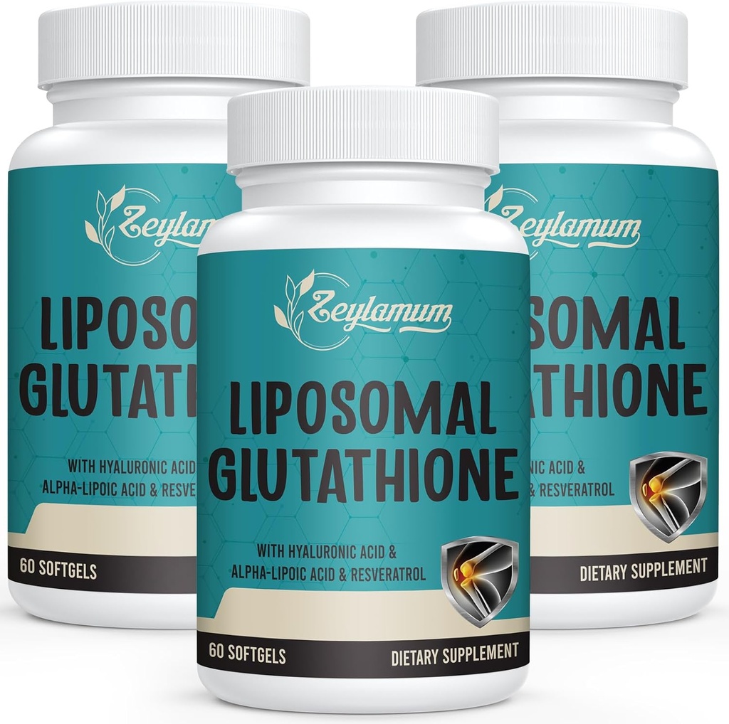 2400 MG Lipozomálne Glutatión Softgels, Max. absorpcia, Aktívna forma L-glutatión Redukované (GSH) s kyselinou hyalurónovou, Resveratrol, Master Antioxidanty pre detox, mozog, imunitný systém, 180 Softgels