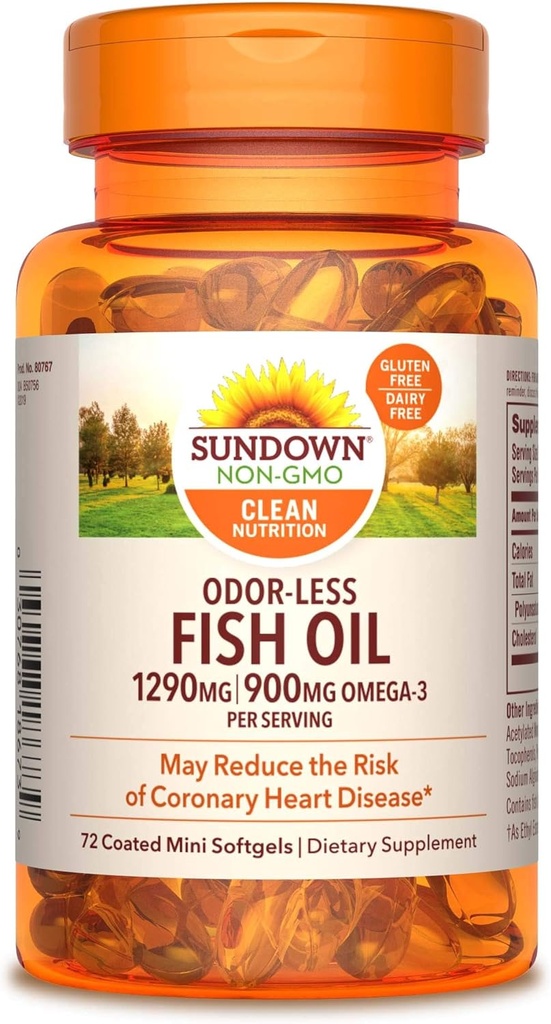Sundown Fish Oil, 72 Potiahnuté Mini Softgels