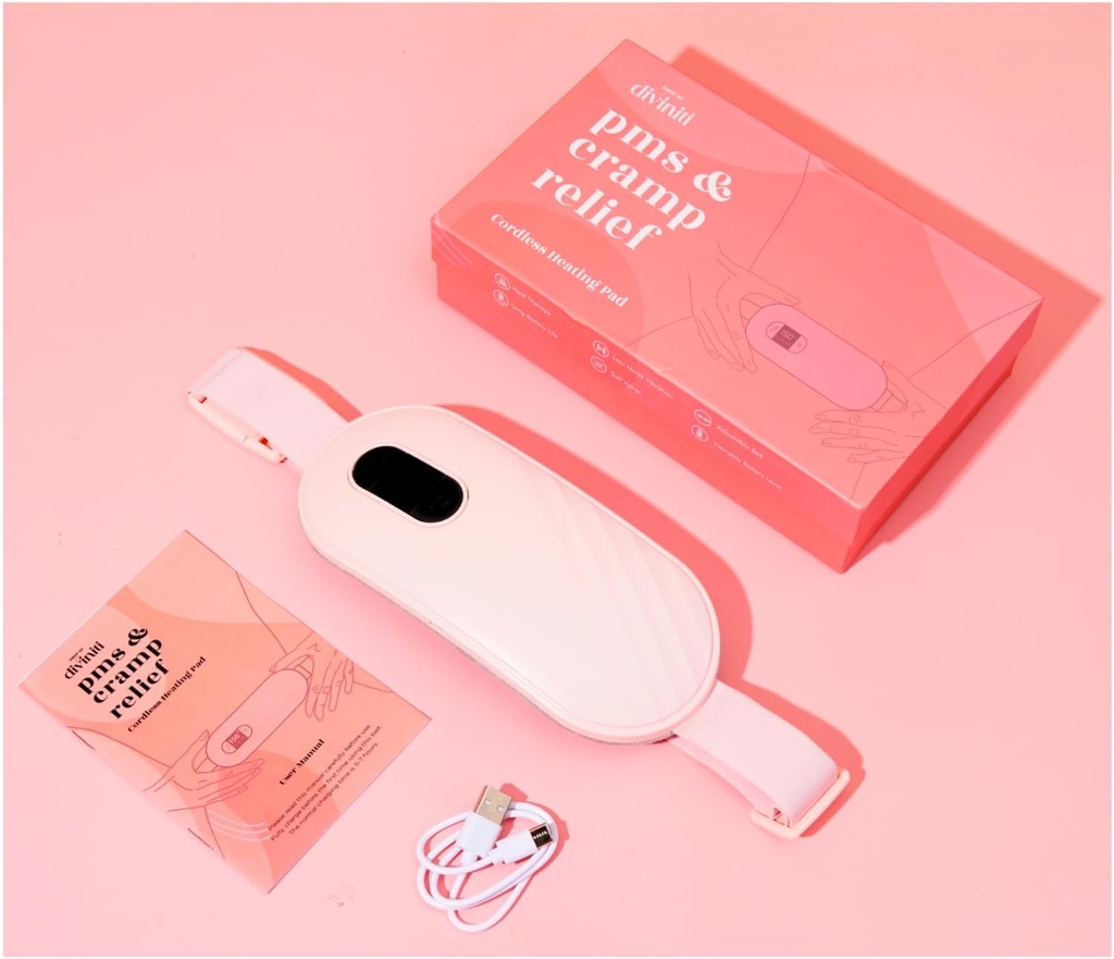 Prenosný vykurovací pad na obdobie kremík - Dobové šmýkačky Relief Menstrual Heating Pad Vibration Heating Pad for Pain, Dobíjateľný Battery, Bezdrôtové - Bezdrôtový Vykurovací pad s Massager Girlfly Darčeky