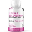 Nature's Fusions Nutri Lutein 20mg Eye Vitamíny komplex - Triple Karotenoid Formula - lutein a Zeaxantin - Obsahuje zinok, vitamíny A, C, D3, E, folát - 60 Kapsule - Očné zdravotné doplnky