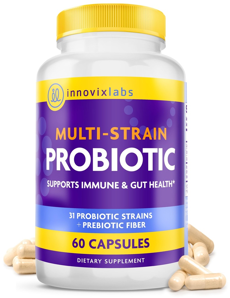 InnovixLabs Multi kmeň probiotiká pre ženy a mužov - Probiotické doplnky - 50 miliárd CFU - Gut Health, Immune Support, Digestion, Lactobacillus Acidophilus, Prebiotiká a probiotiká, 60 kapsúl