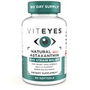 Viteyes Natural Astaxantin, Relive Tired Eyes & Eye Stain, Sourced from Algae, Skin Hydration, Heart & Brain Health, 4 to 8 mg Natural Astaxantin, 90 Softgels