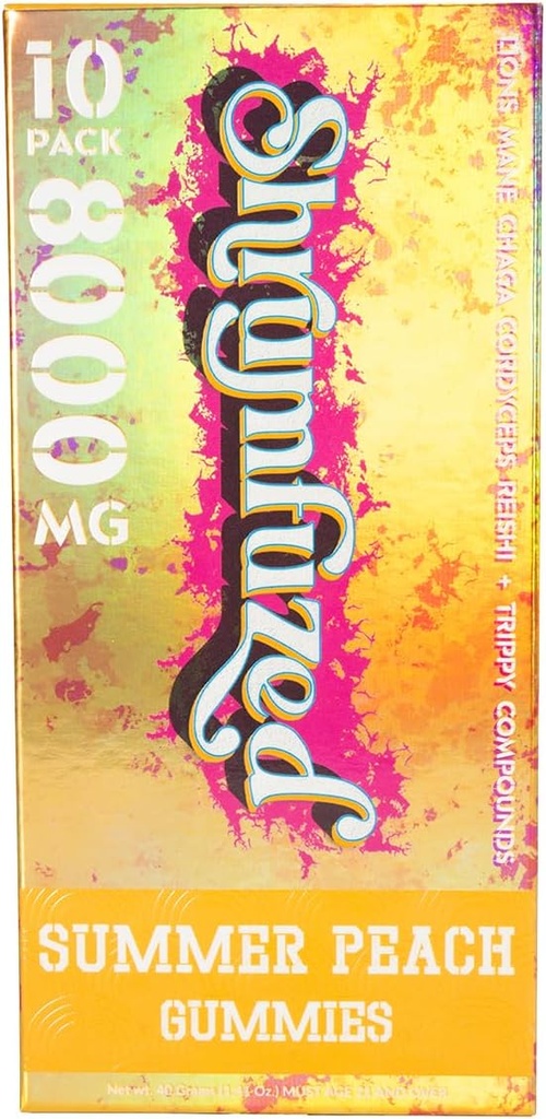 Vlastnícky Nootropic Gummy 8000mg - Lion's Mane, Reishi, Chaga, and Cordycep Nootropic Tripee Mushrom Blend (10, Letná broskyňa)