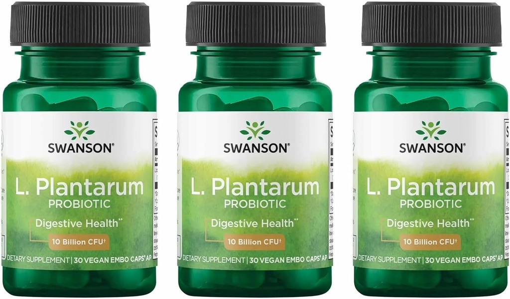 Swanson L. Plantarum - Tráviace doplnok Podpora Gastrointestinálneho Balance & Bowel Pravidelnosť - Prírodná formula pomôcť znížiť Bloating - (30 Veggie Kapsule) 3 Balenie
