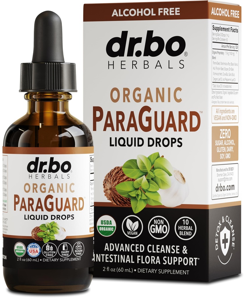 ParaGuard Cleanse Liquid Organic Detox - Organic Intestinal Guard Formule Supplement for Humans with Black Walnut Wormwood Clove & Oregano Tincture - Natural Herbal Intestine Body Gut Cleanser 2 oz